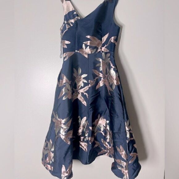 Adrianna Papell, Jacquard Halter Dress, Size 4(US), navy blush - Picture 11 of 14